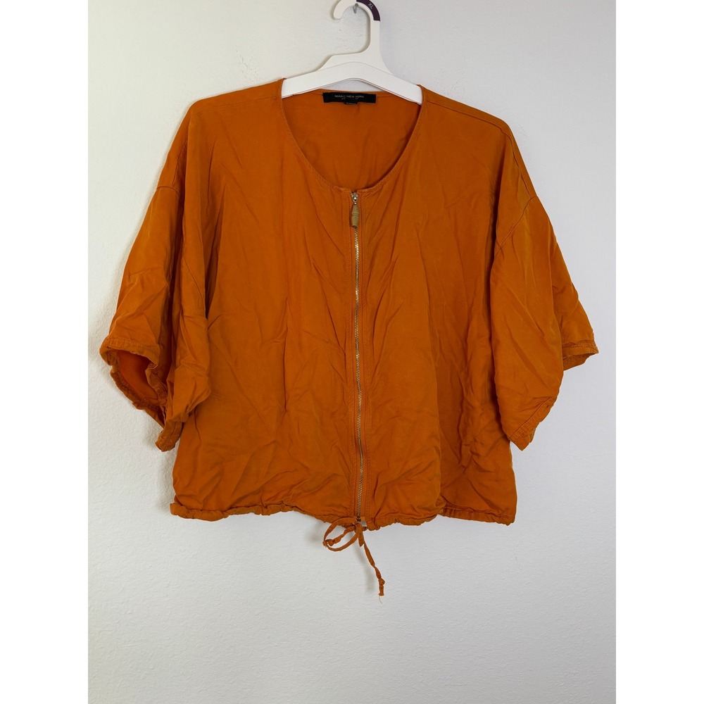 Marc New York Andrew Marc Burnt Orange Zip Front Drawstring Hem Crop Top Medium